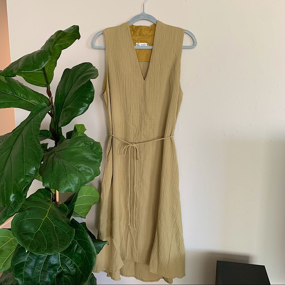 NWOT Carve Designs Tie dress in Olive - S